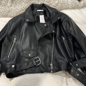 Leather biker jacket